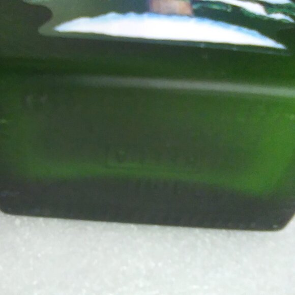 Frosted Green Glass Christmas Tree Empty Wine Bottle - Picture 5 of 11